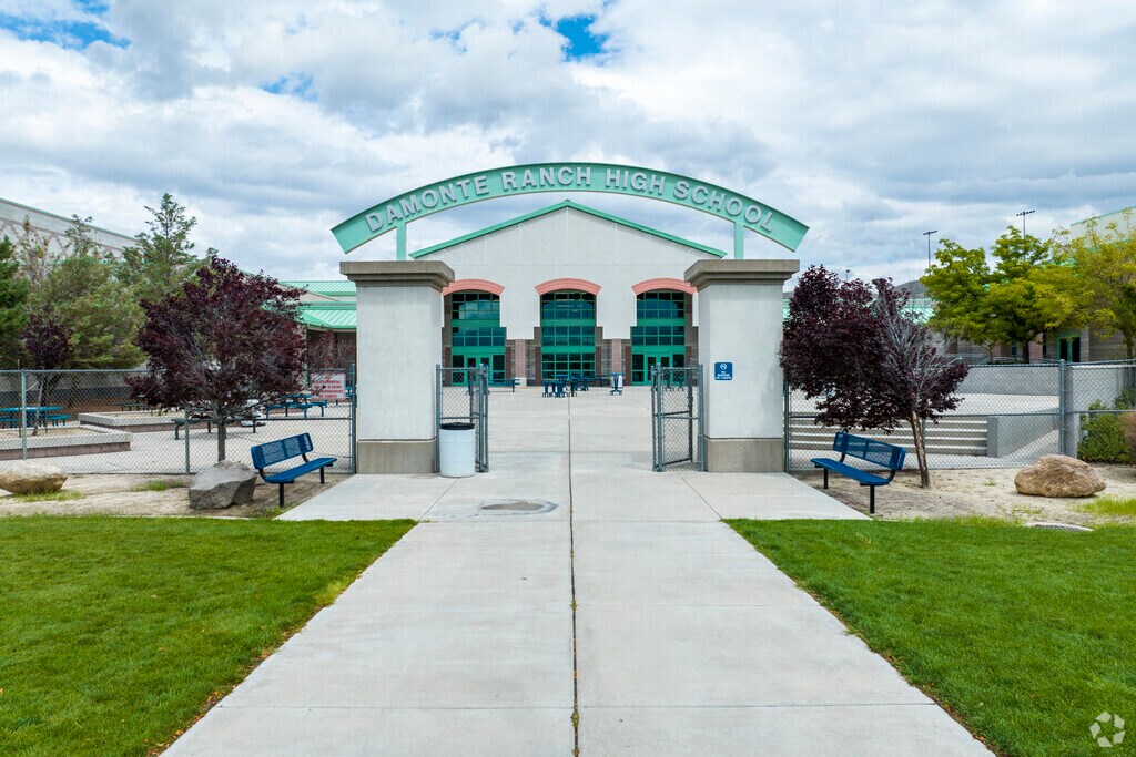The front entrance to Damonte Ranch High School in Reno.