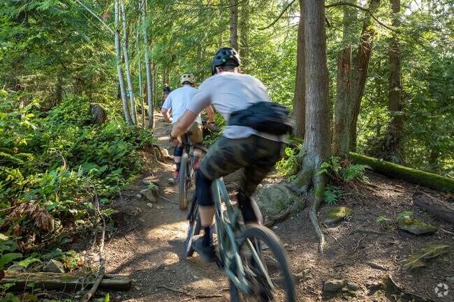 Mountain biking trails are accessible near Whatcom Falls in Geneva.