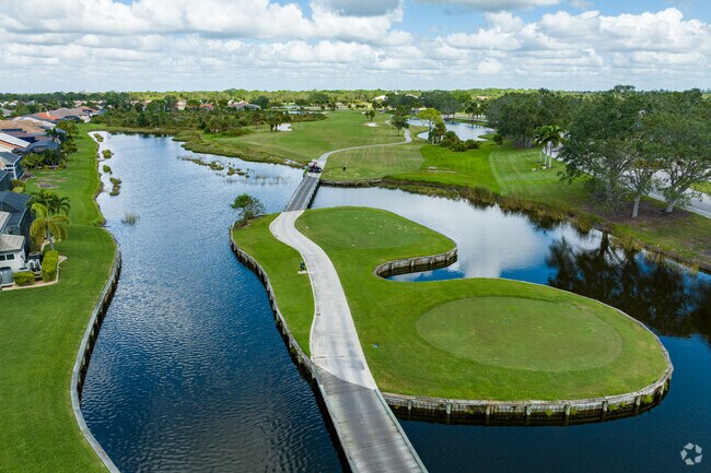 A breathtaking drone's-eye view of a golf course in Venice, Florida.