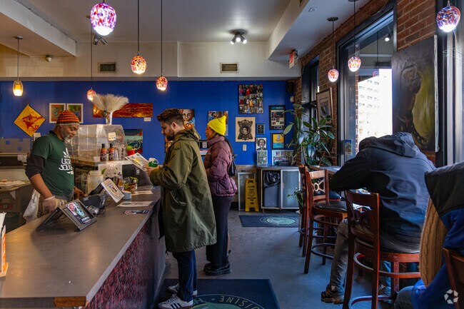 The Land of Kush is a popular choice for vegan soul food in Upton, Baltimore.