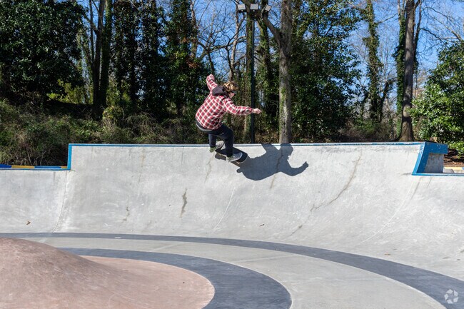 Newnan's C.J. Smith Memorial Park has vert ramps and rails for skaters to enjoy.