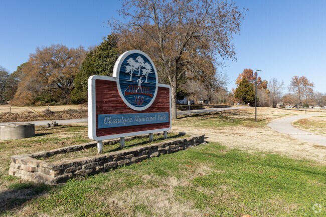 Okmulgee Municipal Park has miles of paved trails winding along Okmulgee Creek.