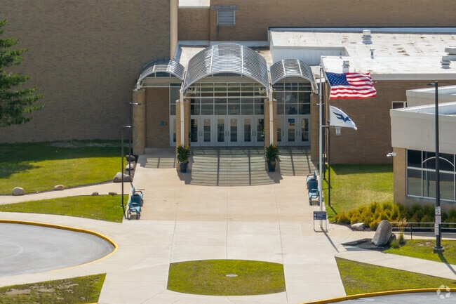 Fairfield Junior/Senior High School's main entrance.