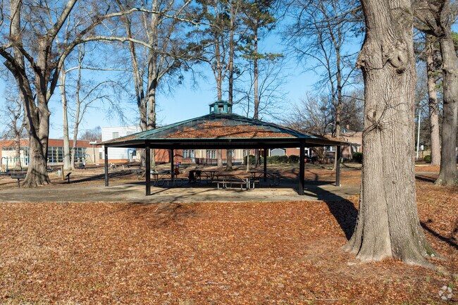 You can enjoy lunch in the shade at Grier Heights Neighborhood Park.