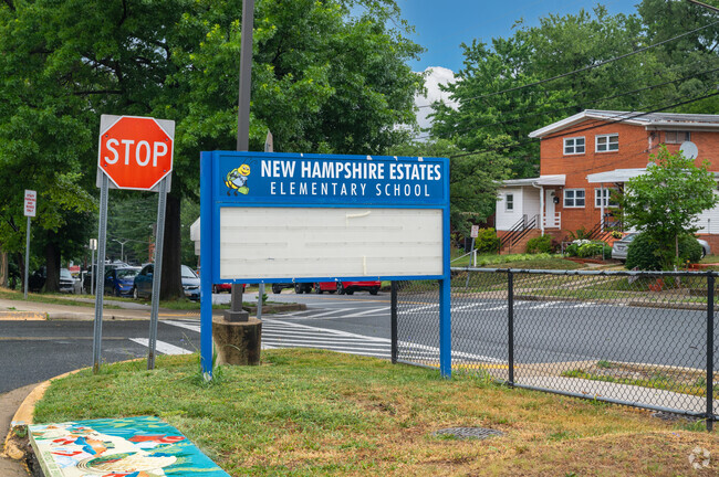 Signage for New Hampshire Estates School in Silver Spring.