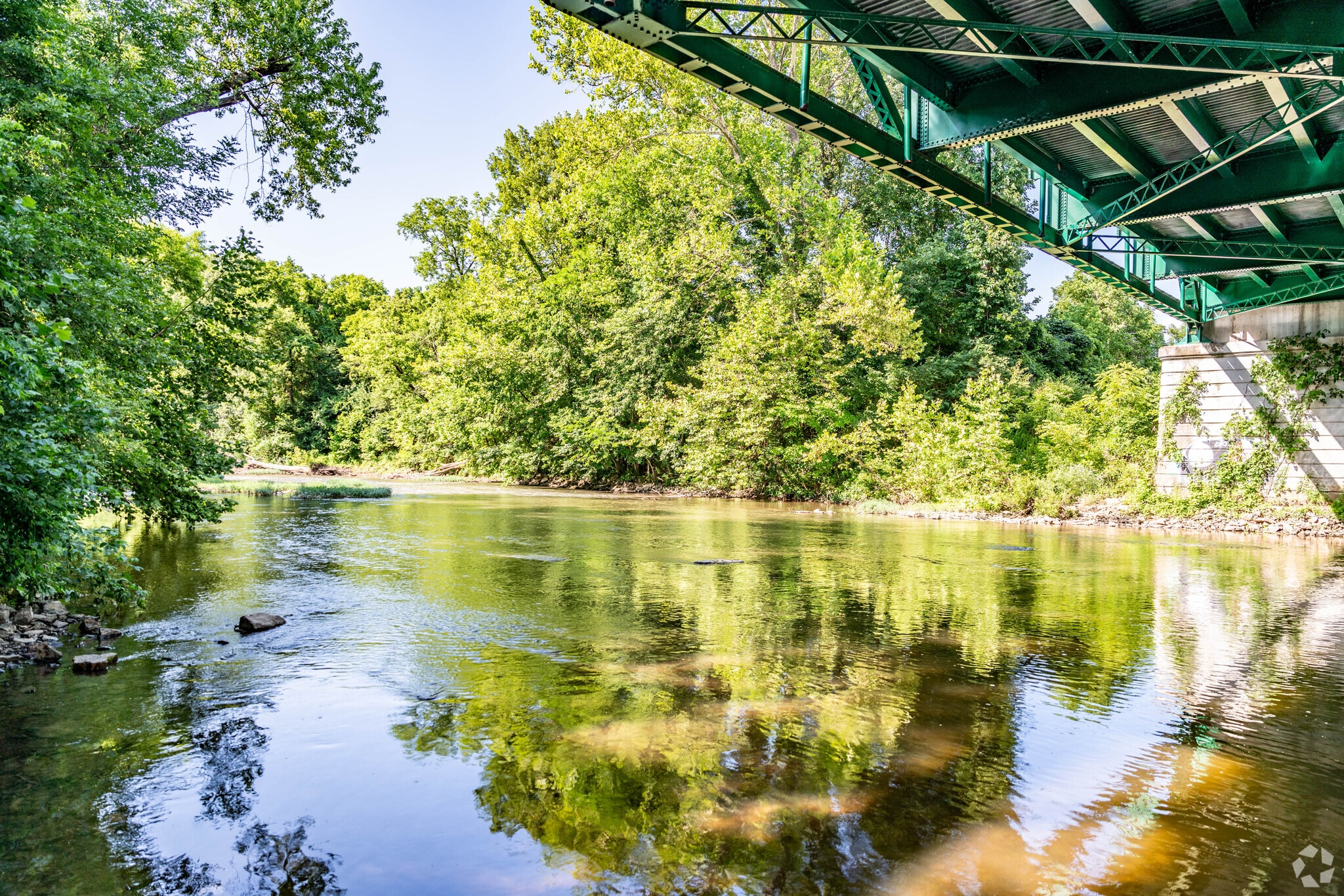 The Harpeth river canoe access under the Highway 100 bridge near the Traceside neighborhood.