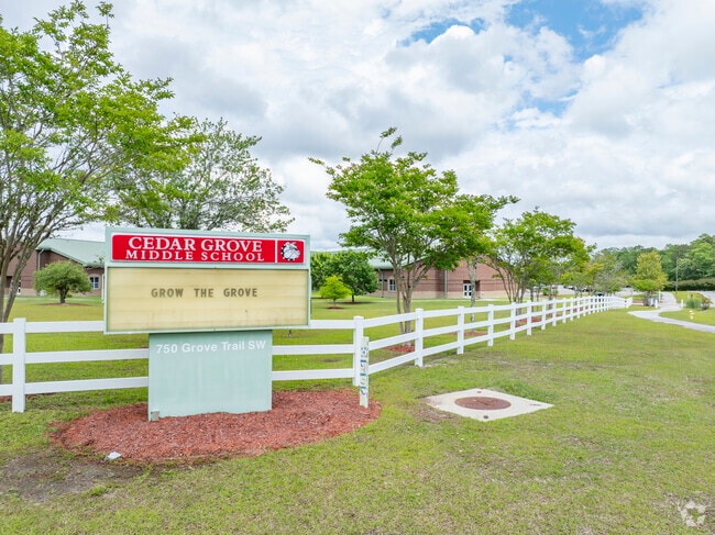 Eighth-grade students at Cedar Grove Middle School have the opportunity to take high school credit courses in Math I and Earth & Environmental Science, preparing them for advanced academic paths.