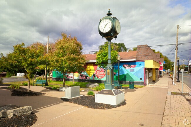 A town clock on North Main Street.