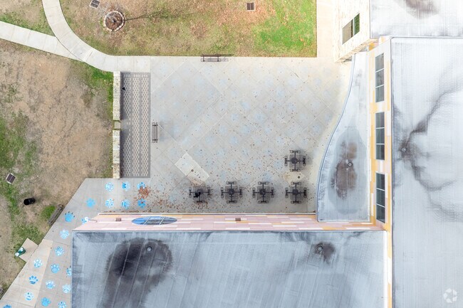 Lounge and recharge in our Pope Elementary School's inviting outdoor seating.