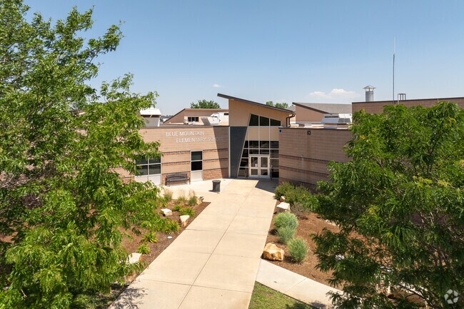A view of the Blue Mountain Elementary buildings from the street.