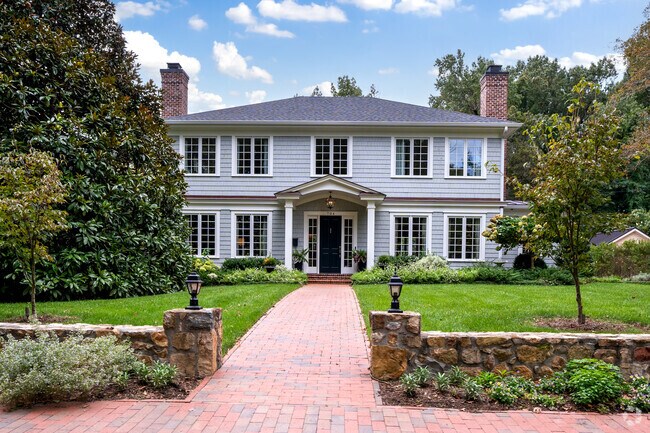 Greek Revival homes sit on the tree lined streets of UNC at Chapel Hill.