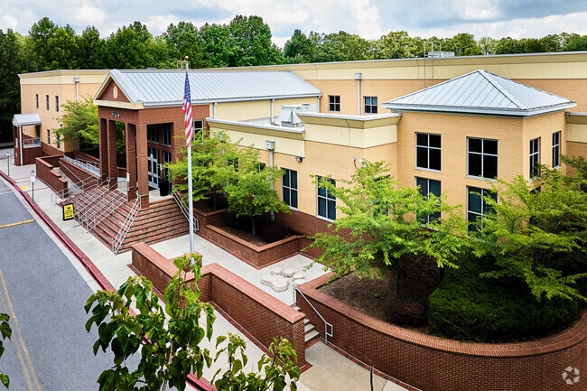 The main building at the Ridgeview Charter School in ITP Sandy Springs, Atlanta GA.