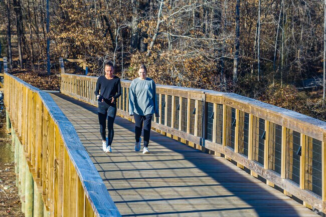 A bridge in Hickswood connects the greenway to High Point City Lake.