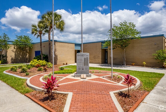 Pinellas Park High School features a 9/11 memorial near the front of the school.
