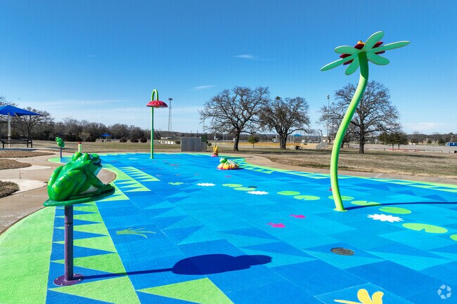 Kids of all ages love to cool off at the Joshua City Park splash pad.