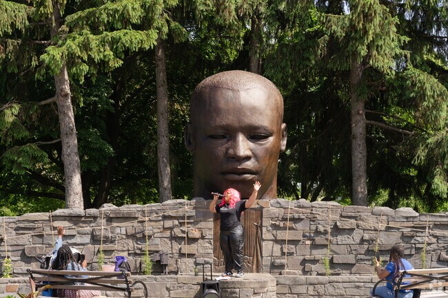 The MLK Tribute Plaza recognizes the park's namesake and is a central meeting spot of the park.