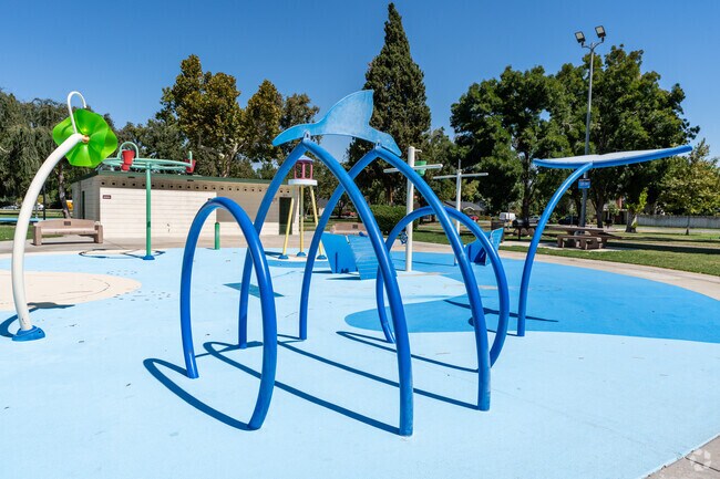 The splash pad lets kids keep cool at Jastro Park in Downtown Bakersfield.