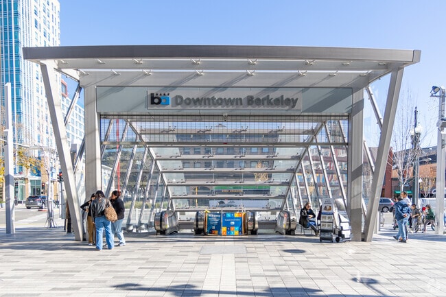 Downtown Berkeley has a Bart stop right next to all the bars and restaraunts.