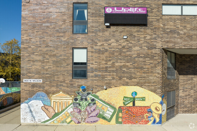 Uplift Community High School is decorated with murals to inspire Uptowns youth.