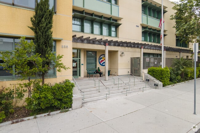 The entrance to the Charles H. Kim Elementary School
Public Elementary School in Koreatown.