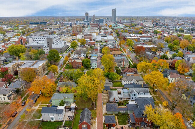 This aerial view shows West Central's close proximity to downtown Fort Wayne.