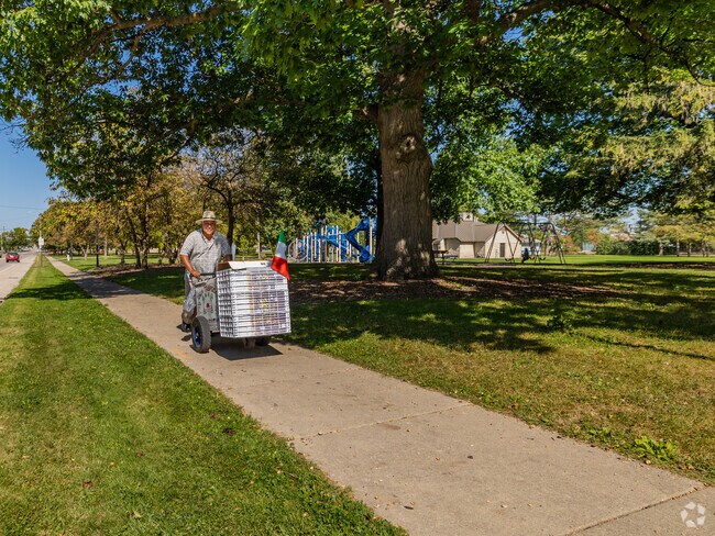 You never know who you'll find pedaling through Green Bay's Navarino neighborhood.
