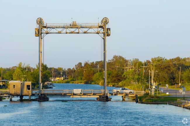 Check out the views of the bridge and the bayou in Montegut, Louisiana.