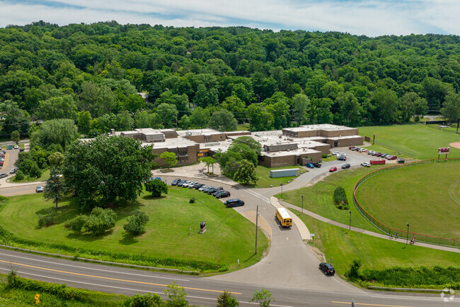 Boynton Middle School is near a main highway but has its own access road.