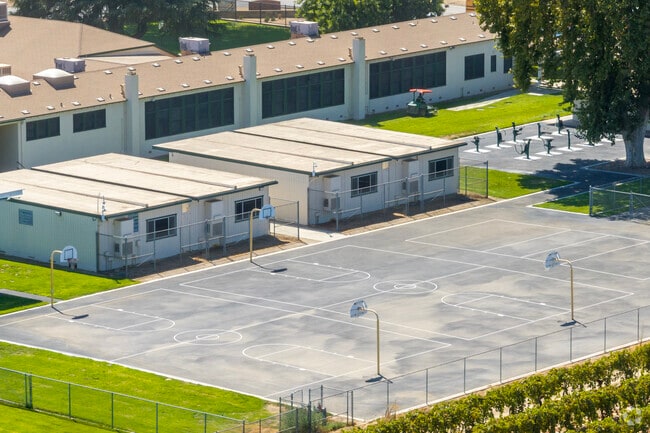 The basketball courts at Ripperdan Elementary School in Madera County.