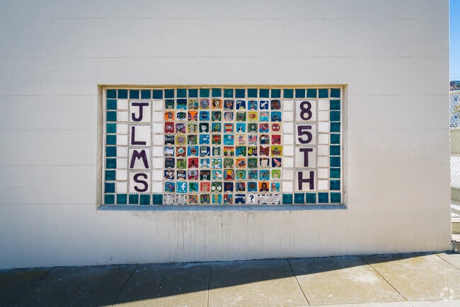 Mural tiles outside of James Lick Middle School.