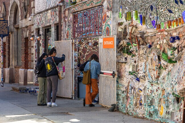 Come tour the mosaic art at Philadelphia's Magic Garden in the Hawthorne neighborhood.