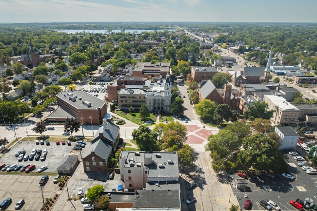 Downtown Monroe rests comfortably in Central Monroe along the River Raisin.