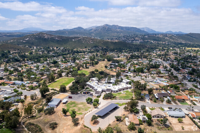 A view of Barnett Elementary School in Ramona shows its campus within the neighborhood.