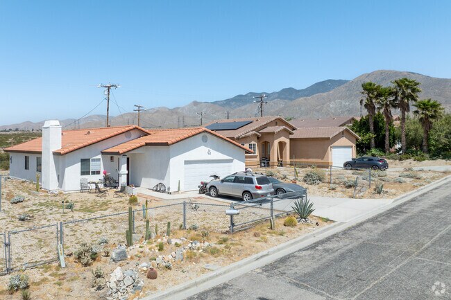 Spanish style homes line up in the Cabazon neighborhood.