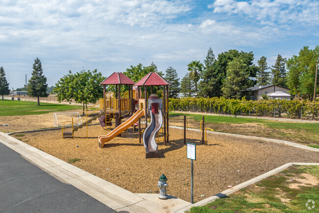 Multiple slides are a highlight of the playground at James K. Polk Elementary in West Fresno.
