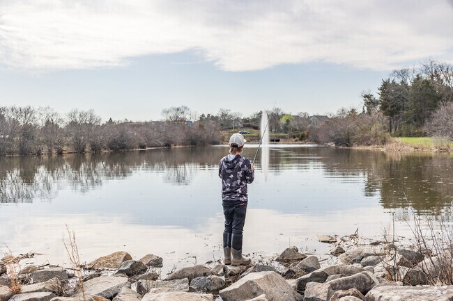 Relaxing fishing sessions at Victory Lake offer peace in Linton Hall.