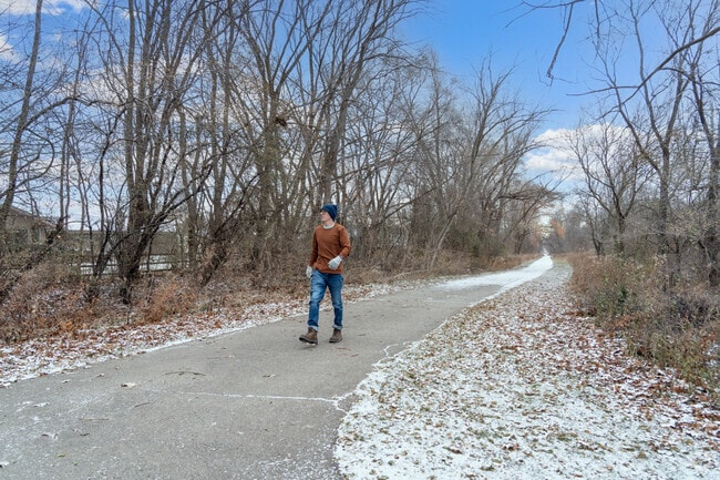 Walking trails in Hickory Grove connect to nearby recreational areas.