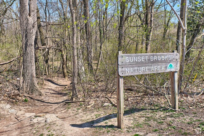 Water Hill’s Sunset Brooks Nature Area offers trails and trees near residential streets.