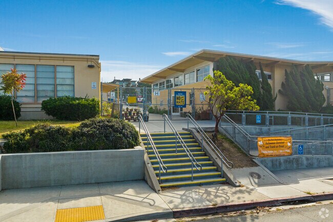 A look at the entrance view to Bay Park Elementary School.