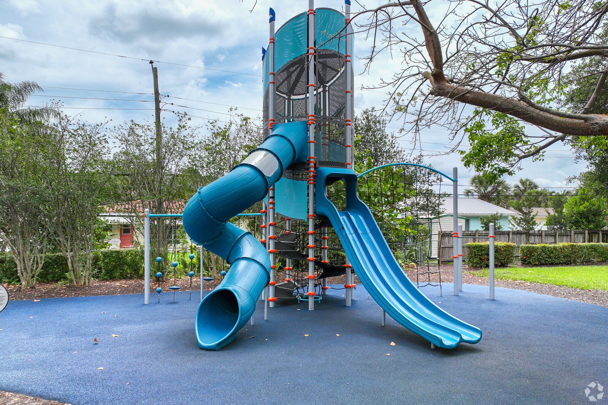 A brand new kids' playground area offers a safe place for the children in Shady Banks.