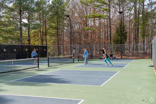 Forestville residents enjoy active mornings playing pickleball at Flaherty Park.