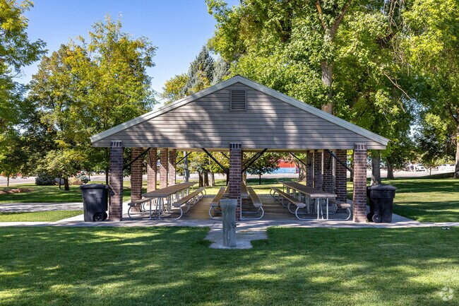 Brick pillars form a large pavilion at Richmond City Park.