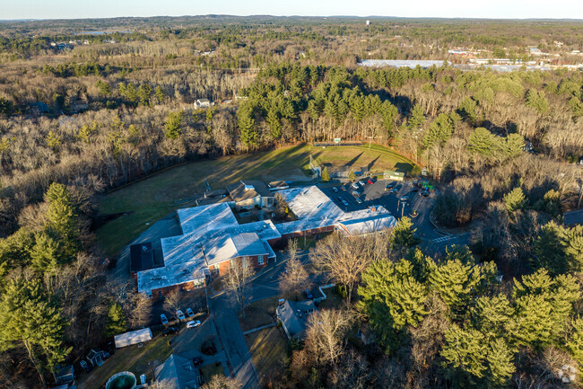 An aerial overview of the E Ethel Little School in North Reading, MA.