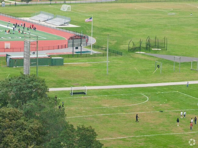 Kids playing on the soccer field at William Paca Middle School.