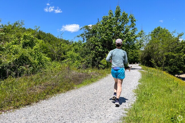 The well-known Beltline trail runs along the eastern border of Piedmont Park in Midtown Atlanta.