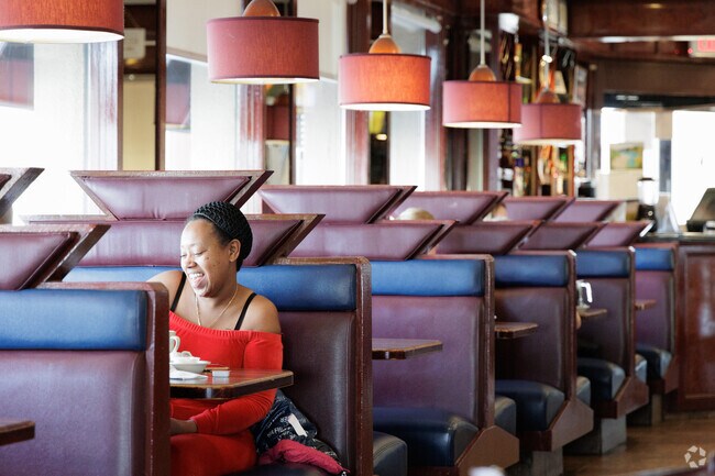 Customers love the retro shaped booths at the Parkway Diner in Elmwood Park, NJ.