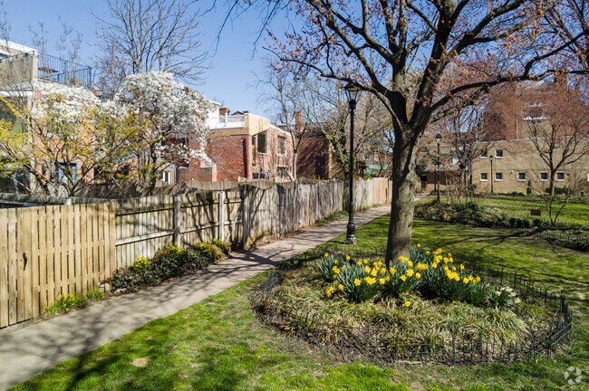 Hill Street Park in Otterbein is a small pocket park with benches and a walking path.