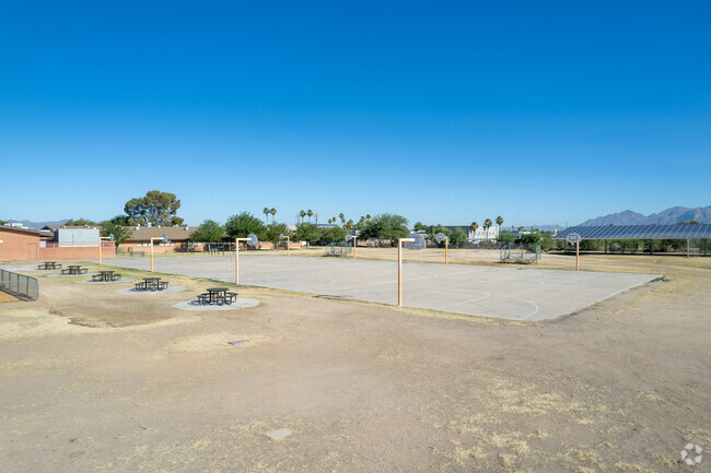 Shoot hoops at one of the many basketball hoops at the Roberts Naylor K8 School in Tucson, AZ.