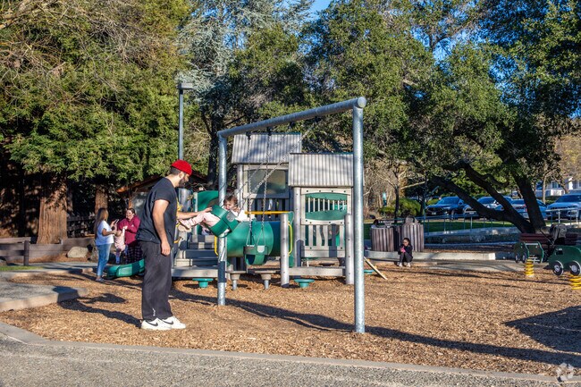 Feel like a kid again at Moraga Commons Park, which has playgrounds and sports facilities to enjoy for locals and visitors alike.