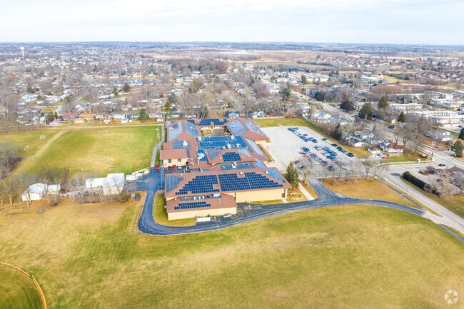 Grayslake Middle School features an expansive building structure.